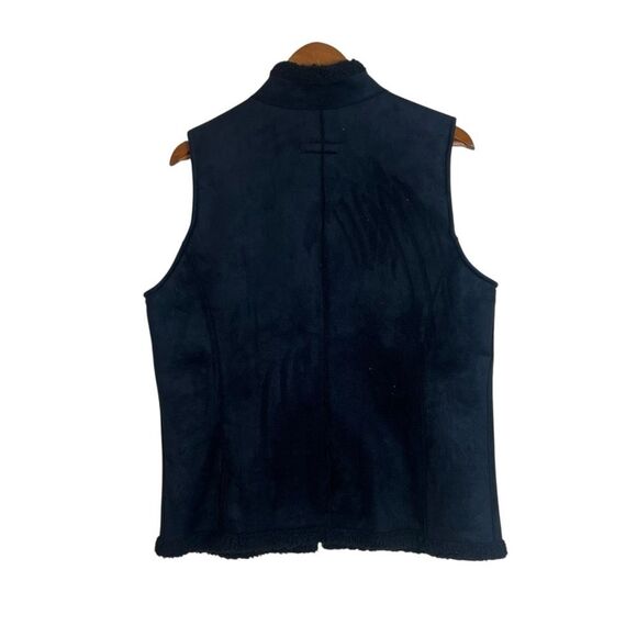 Traditional black faux suede full zip vest. Size m - Picture 6 of 7